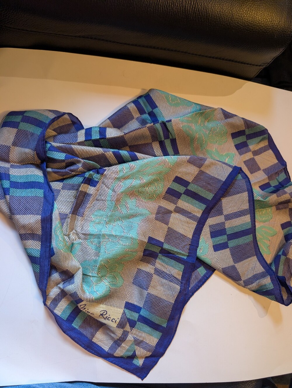 Authentic vintage Nina Ricci "Paris-Seoul" square silk scarf BNWT